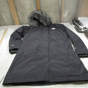 North Face Down Jacket Womens XXL Black Faux Fur Hood Waterproof Arctic Parka